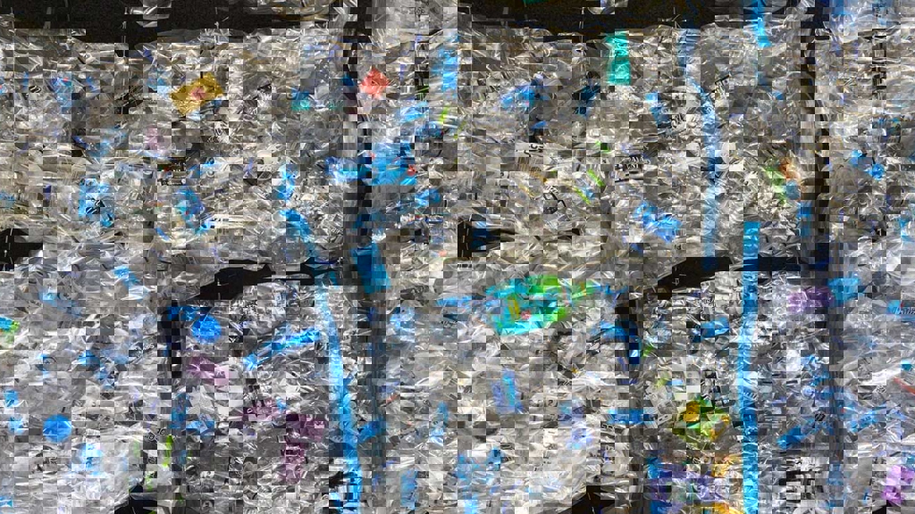 Piles of sorted recycling waste