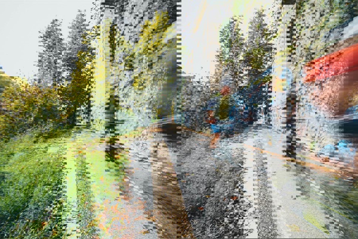 Cyclist on a cycle path